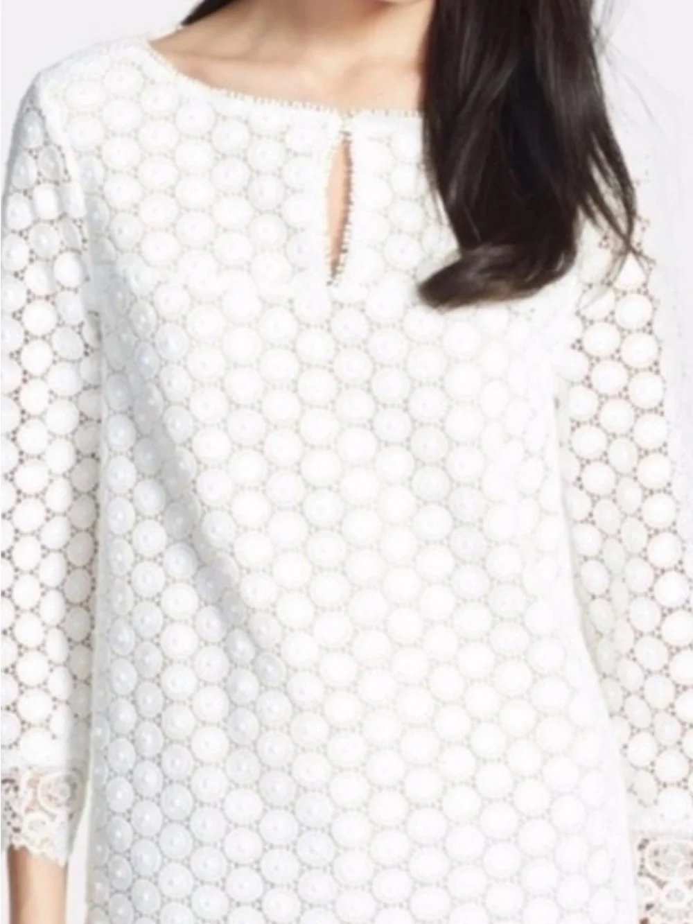 Tory Burch Ivory Lace Crochet Tunic Top - Women